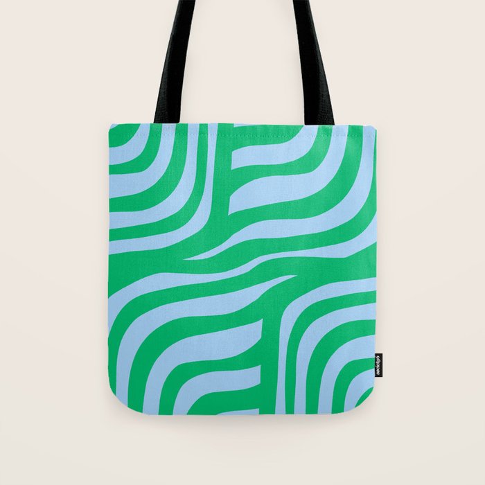 Wavy Zebra Green Tote Bag Gallery Image 1