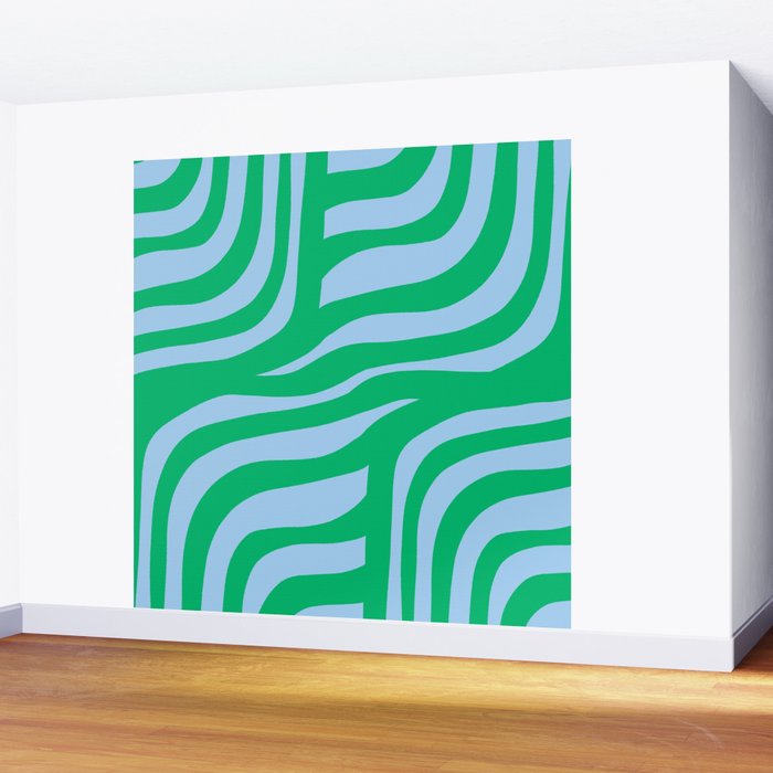 Wavy Zebra Green Wall Mural Gallery Image 2
