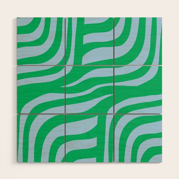 Wavy Zebra Green Wood Wall Art Gallery Image 1