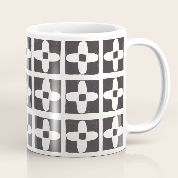 Floral Tiles / Lino Print Coffee Mug Gallery Image 1