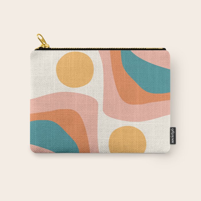 Abstract Wavy Rainbow and Sun Pattern in retro theme Carry All Pouch Gallery Image 1