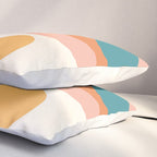 Abstract Wavy Rainbow and Sun Pattern in retro theme Pillow Sham Gallery Image 3