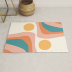 Abstract Wavy Rainbow and Sun Pattern in retro theme Rug Gallery Image 1
