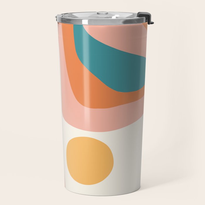 Abstract Wavy Rainbow and Sun Pattern in retro theme Travel Mug Gallery Image 2