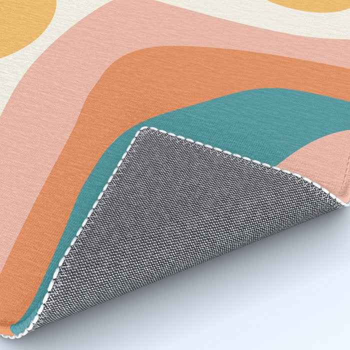 Abstract Wavy Rainbow and Sun Pattern in retro theme Rug Gallery Image 4