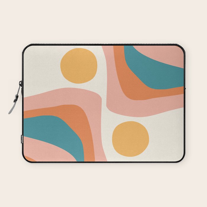 Abstract Wavy Rainbow and Sun Pattern in retro theme Laptop Sleeve Gallery Image 1