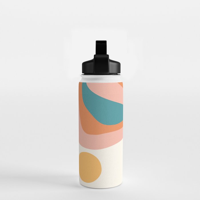 Abstract Wavy Rainbow and Sun Pattern in retro theme Water Bottle Gallery Image 2