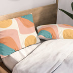 Abstract Wavy Rainbow and Sun Pattern in retro theme Pillow Sham Gallery Image 2