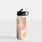 Abstract Wavy Rainbow and Sun Pattern in retro theme Water Bottle Gallery Image 1