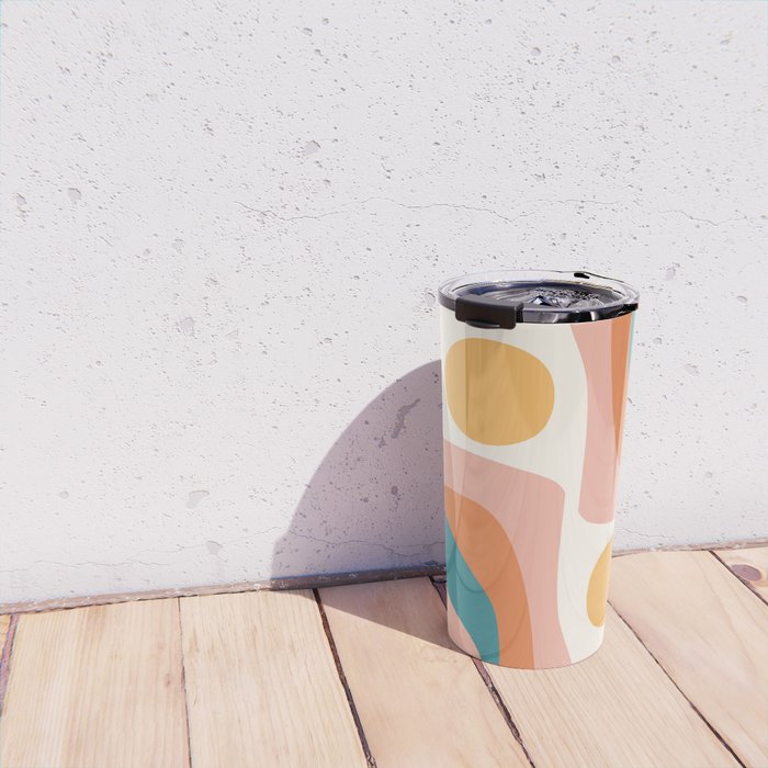 Abstract Wavy Rainbow and Sun Pattern in retro theme Travel Mug Gallery Image 4