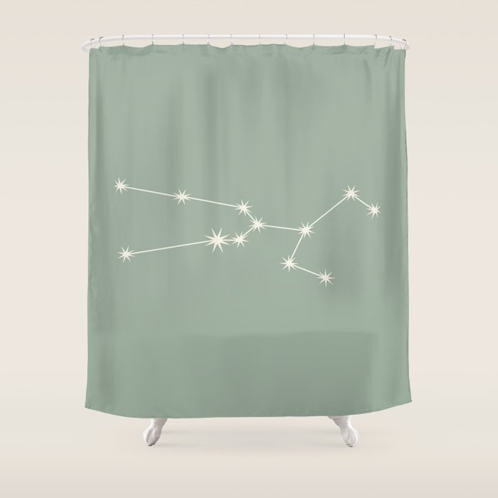 Taurus Zodiac Star Constellation Line Art Soft Sage Shower Curtain Gallery Image 1