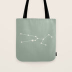Taurus Zodiac Star Constellation Line Art Soft Sage Tote Bag Gallery Image 1