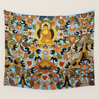 Antique Tibetan Floral Textile Print Wall Tapestry Gallery Image 4