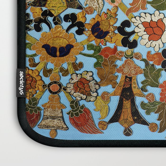 Antique Tibetan Floral Textile Print Laptop Sleeve Gallery Image 3