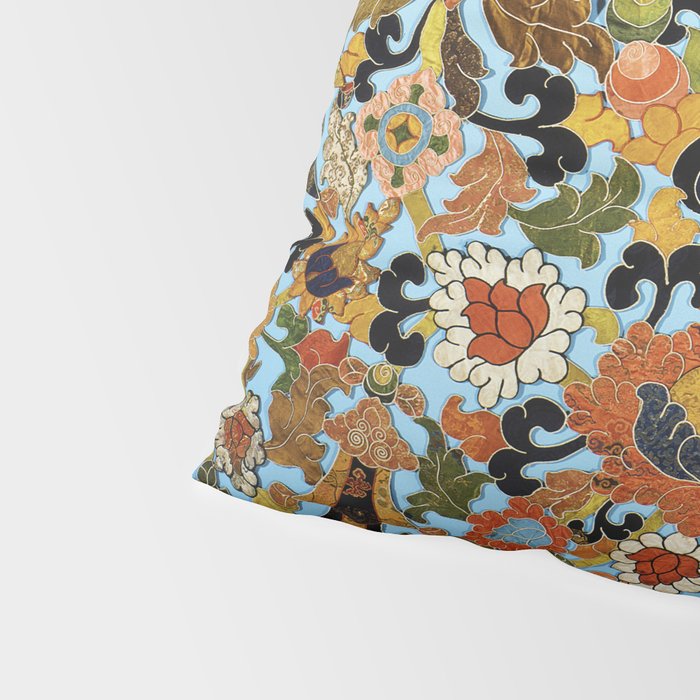 Antique Tibetan Floral Textile Print Pillow Sham Gallery Image 4