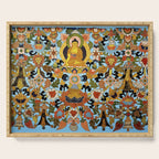 Antique Tibetan Floral Textile Print Serving Tray Gallery Image 1