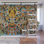 Antique Tibetan Floral Textile Print Wall Mural Gallery Image 1
