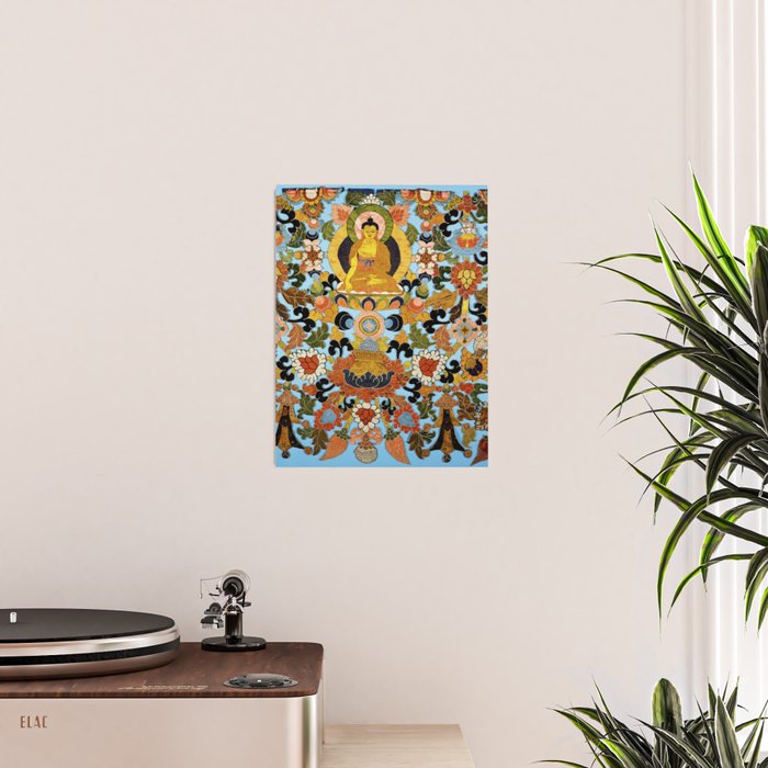 Antique Tibetan Floral Textile Print Poster Gallery Image 2