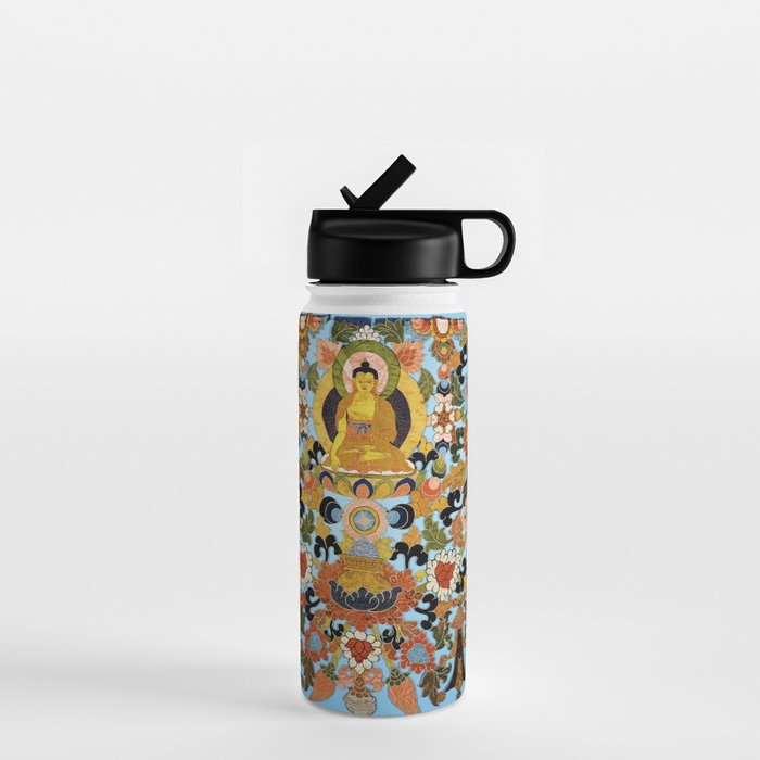 Antique Tibetan Floral Textile Print Water Bottle Gallery Image 1