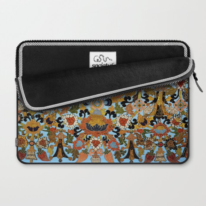 Antique Tibetan Floral Textile Print Laptop Sleeve Gallery Image 2