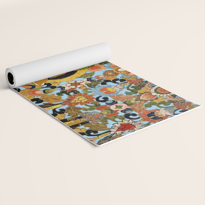 Antique Tibetan Floral Textile Print Yoga Mat Gallery Image 2