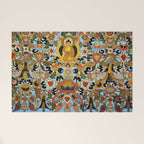 Antique Tibetan Floral Textile Print Welcome Mat Gallery Image 1