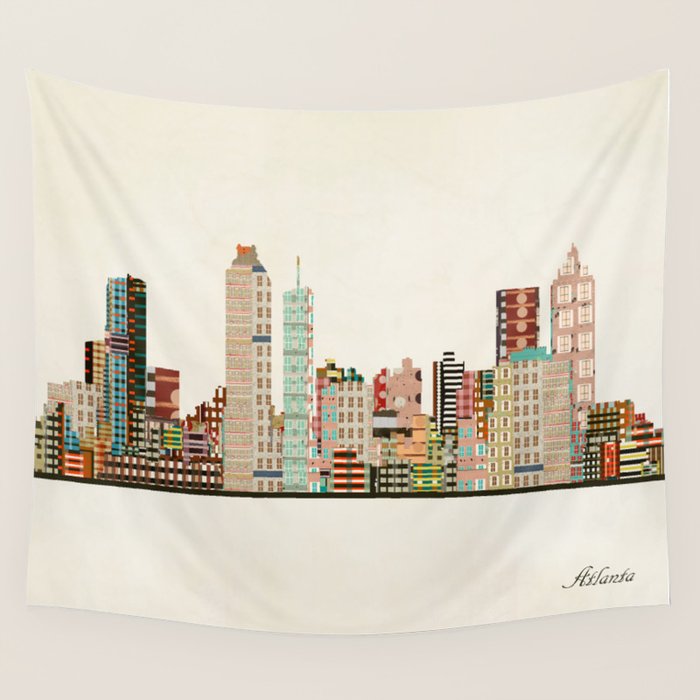 atlanta skyline Wall Tapestry Gallery Image 4