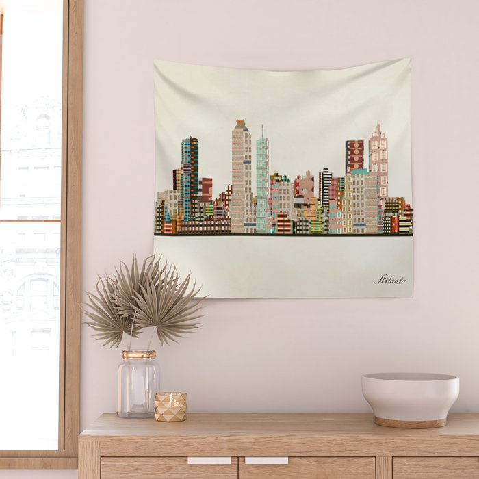 atlanta skyline Wall Tapestry Gallery Image 2