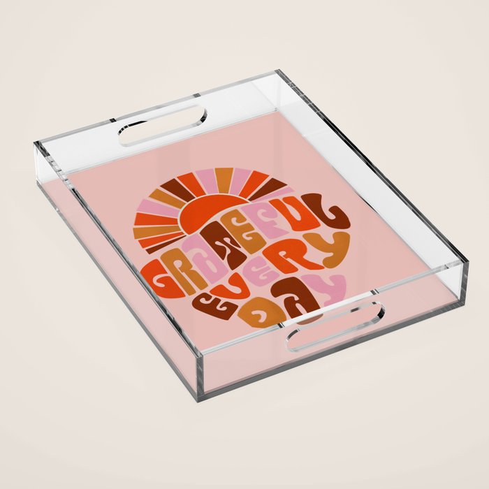 Grateful Everyday - 70s Hippie Style  Acrylic Tray Gallery Image 1