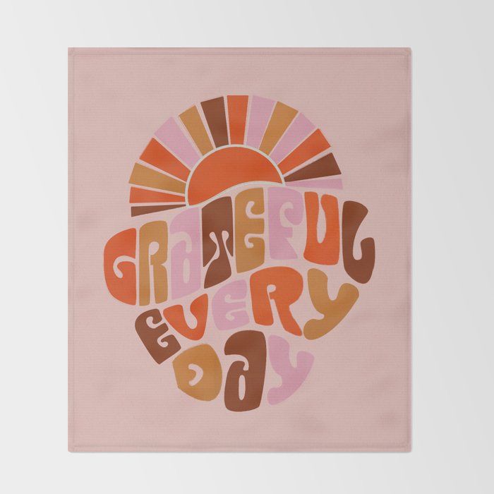 Grateful Everyday - 70s Hippie Style  Throw Blanket Gallery Image 2