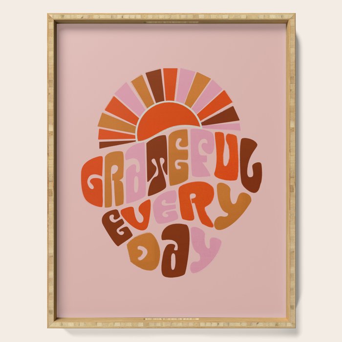 Grateful Everyday - 70s Hippie Style  Serving Tray Gallery Image 1