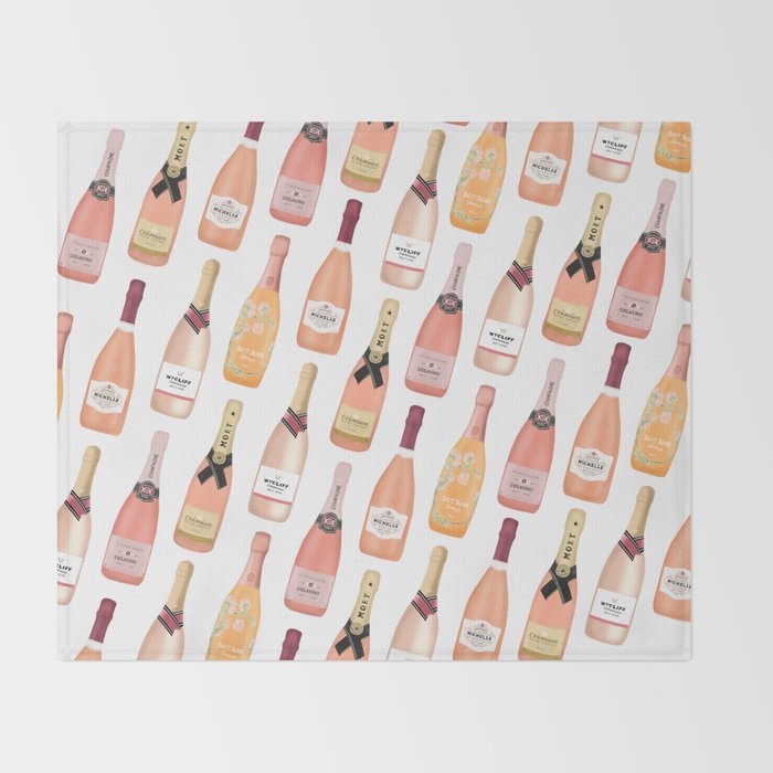 Rose Champagne Bottles Throw Blanket Gallery Image 2