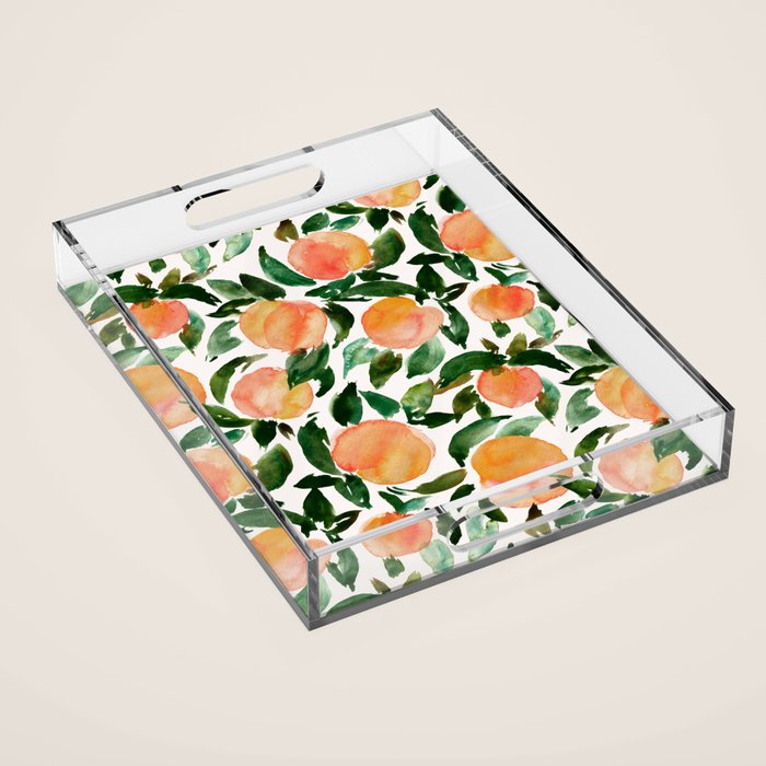 GEORGIA PEACHES Watercolor Peach Print Acrylic Tray Gallery Image 1