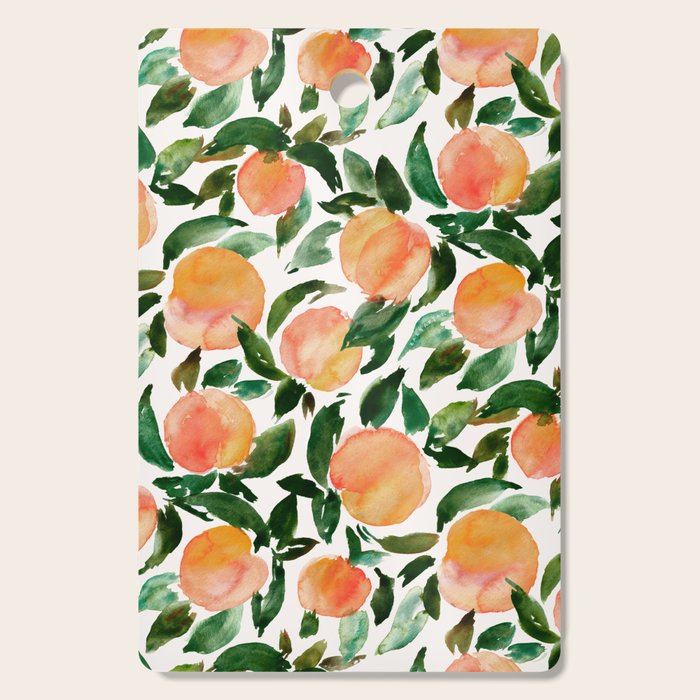 GEORGIA PEACHES Watercolor Peach Print Cutting Board Gallery Image 1