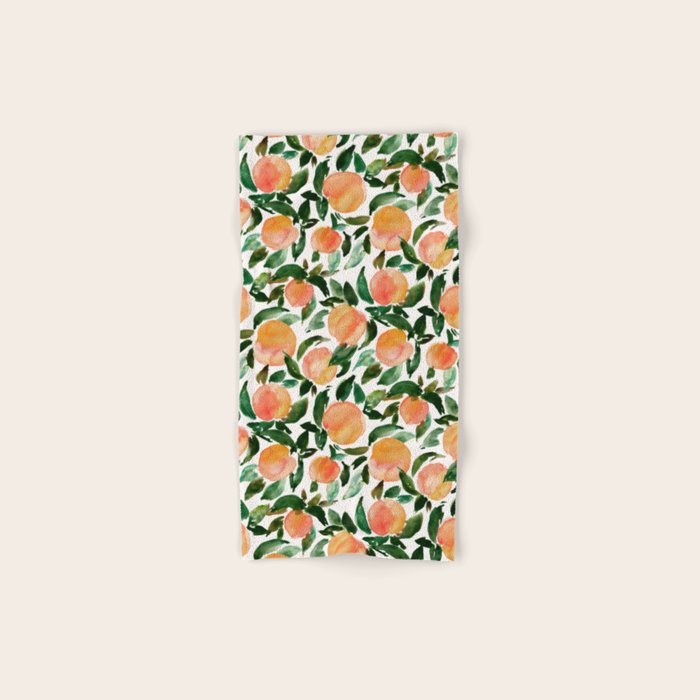 GEORGIA PEACHES Watercolor Peach Print Bath Towel Gallery Image 1