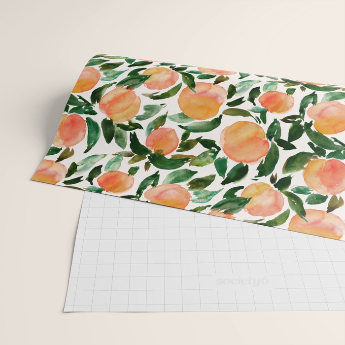GEORGIA PEACHES Watercolor Peach Print Wrapping Paper Gallery Image 2