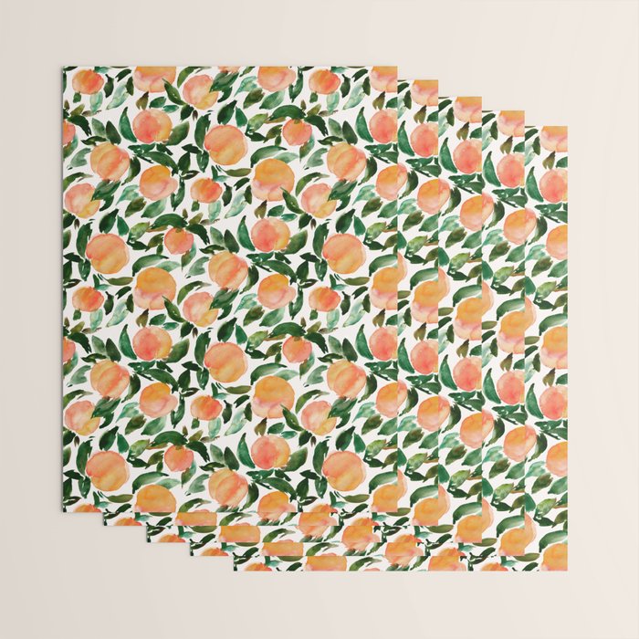 GEORGIA PEACHES Watercolor Peach Print Wrapping Paper Gallery Image 3