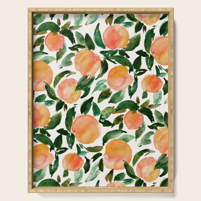 GEORGIA PEACHES Watercolor Peach Print Serving Tray