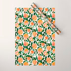 GEORGIA PEACHES Watercolor Peach Print Wrapping Paper Gallery Image 1