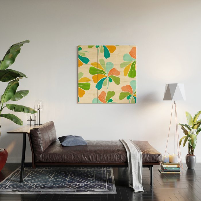 Whimsical Tropical Leaf Wood Wall Art Gallery Image 2