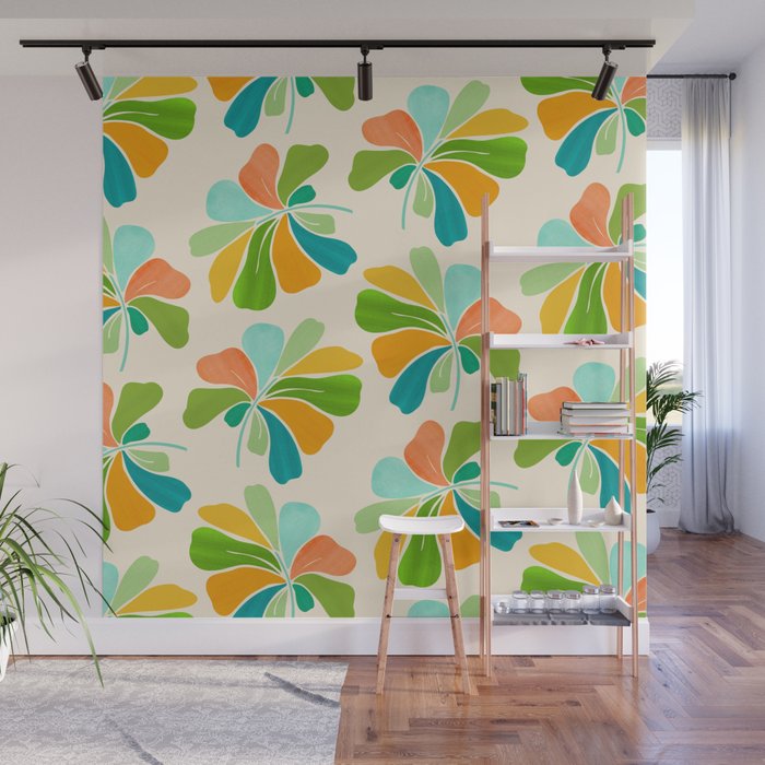 Whimsical Tropical Leaf Wall Mural Gallery Image 1