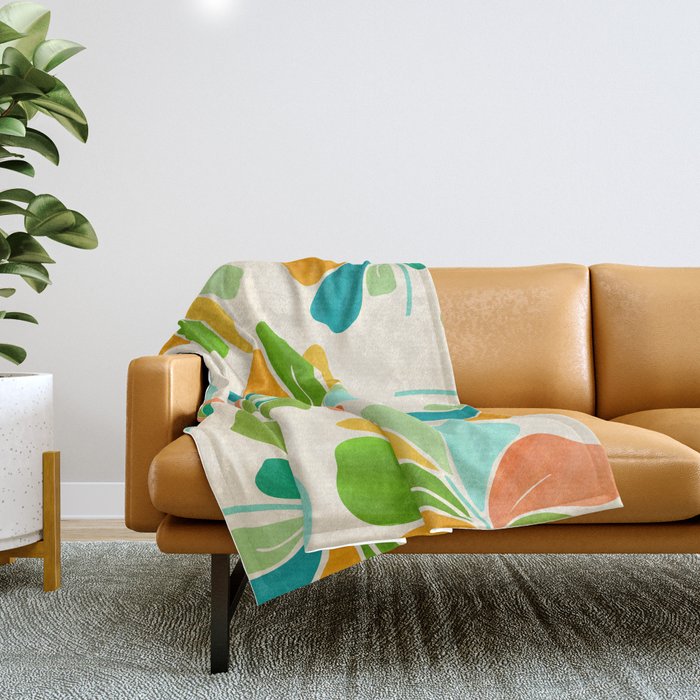 Whimsical Tropical Leaf Throw Blanket Gallery Image 1