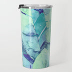 Banana Tree Leaves | Tropical  BLUE Watercolor Travel Mug Gallery Image 3