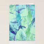 Banana Tree Leaves | Tropical  BLUE Watercolor Stationery Card Gallery Image 2