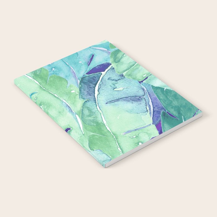 Banana Tree Leaves | Tropical  BLUE Watercolor Notebook Gallery Image 2