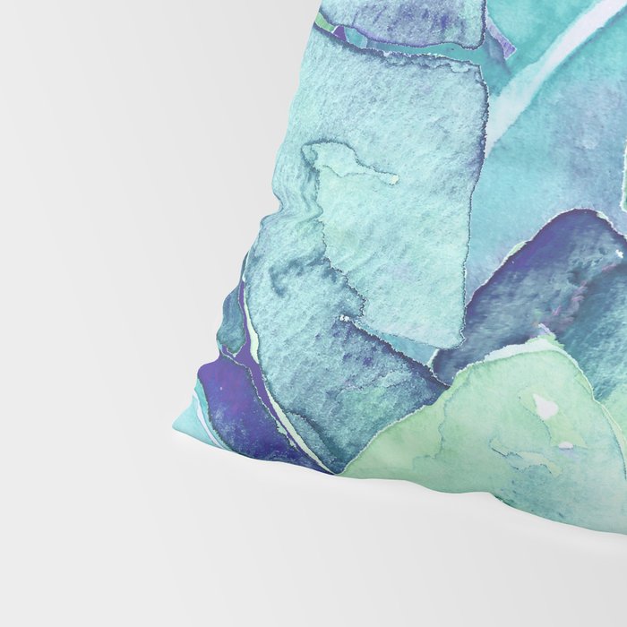Banana Tree Leaves | Tropical  BLUE Watercolor Pillow Sham Gallery Image 4