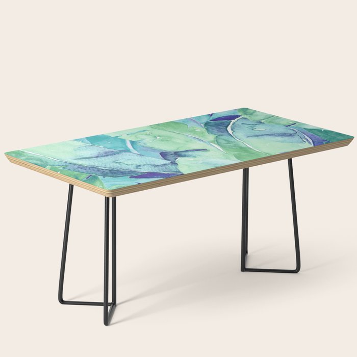 Banana Tree Leaves | Tropical  BLUE Watercolor Coffee Table Gallery Image 1