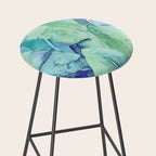 Banana Tree Leaves | Tropical  BLUE Watercolor Stool Gallery Image 2