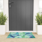 Banana Tree Leaves | Tropical  BLUE Watercolor Welcome Mat Gallery Image 3