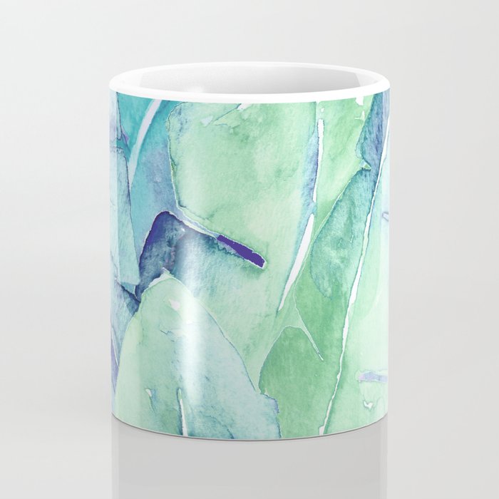 Banana Tree Leaves | Tropical  BLUE Watercolor Coffee Mug Gallery Image 4